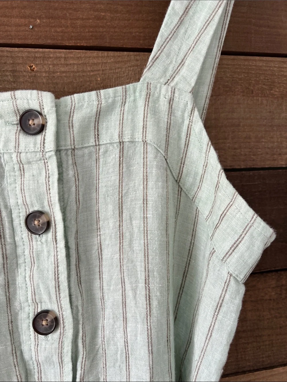 Everlane Women's Linen Picnic Jumpsuit in Seafoam Stripe Size 2
